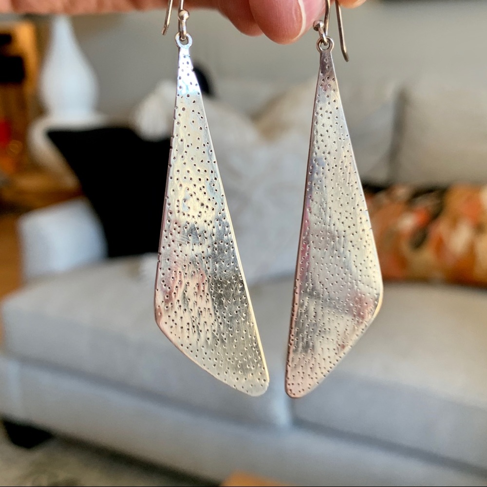 Hammered Silver Statement Earrings - image 1